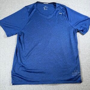 Nike‎ Dri Fit Mens Large Blue Running Division Athletic T Shirt Short Sleeve